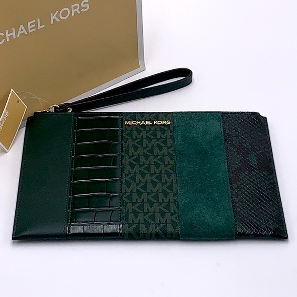 Michael Kors JST XL Zip Clutch Wristlet - Racing Green Multi - Picture 4 of 14